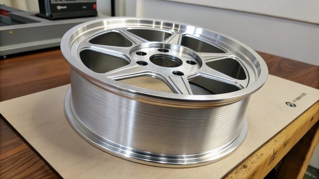 alt with keywords: technician using a Brinell hardness tester on an aluminum alloy sample